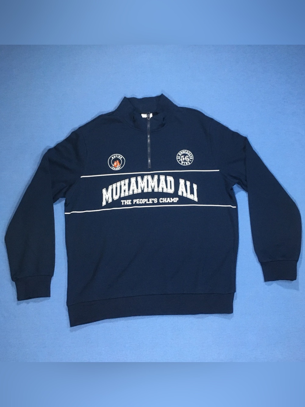 Muhammad Ali The People’s Champ Blue Size M Quarter-Zip Sweatshirt Jacket